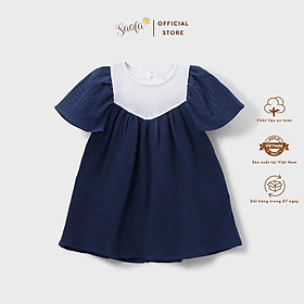 Đầm Bé Gái/ Váy Bé Gái Tay Cánh Tiên Dễ Thương Chất Liệu Muslin Thoáng Mát - LOLA DRESS - DRM010 - SAOLA KIDS - Xanh