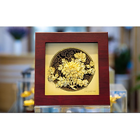 Tranh hoa mẫu đơn dát vàng (20x20cm) MT Gold Art- Hàng chính hãng, trang trí nhà cửa, phòng làm việc, quà tặng sếp, đối tác, khách hàng, tân gia, khai trương