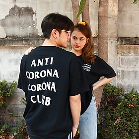 Áo thun nữ BLACKDOKI-ANTI CORANA , áo thun unisex oversize form rộng tay lỡ cá tính cực cá tính , M113