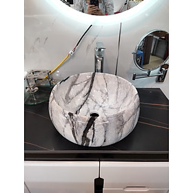 Mua CHẬU ĐẶT BÀN ĐÁ HÌNH TRÒN VÂN KHÓI TRẮNG ĐEN