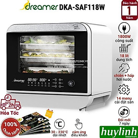 [Hàng Chính Hãng] Lò Chiên Hơi Nước Siêu Nhiệt DKA-SAF118W 18L Kết Hợp Chiên Và Hấp Hơi Nước, 14 Chức Năng Nấu, Màn Hình Cảm Ứng và Núm Xoay Tiện Lợi