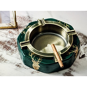 Mua Gạt tàn Cigar gốm Ngọc lục bảo bọc hợp kim  màu xanh ngọc rất đẹp  rãnh sâu và dài giữ Cigar cố định - Gạt tàn Gốm màu xanh sang trọng