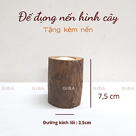 Đế cắm nến trụ dạng khúc gỗ trang trí nhà cửa tiệc cưới lễ tình nhân noel