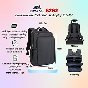 Balo Laptop Rivacase 8262 Để Vừa Laptop 15.6 inch - Bảo Hành 24 Tháng - Hàng Chính Hãng