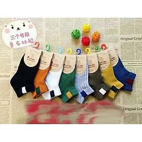 LỐ 10 ĐÔI TẤT TRẺ EM 8 MÀU CỔ PHẨY CHO BÉ