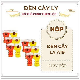 Đèn Cầy Ly Cúng A19 Hoa Sen Cao 10cm Cháy Liên Tục 30 Tiếng Đồ Thờ Cúng Thiên Lộc - Cặp 2 Ly/Hộp 12 Ly