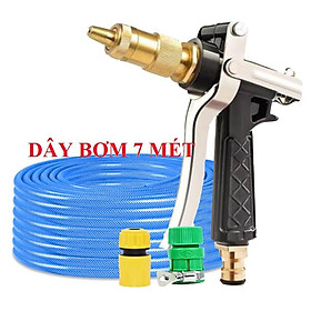  Bộ dây vòi xịt nước rửa xe, tưới cây đa năng, tăng áp 3 lần, loại 7m, 10m 206236 đầu đồng, cút, + tặng mở chai