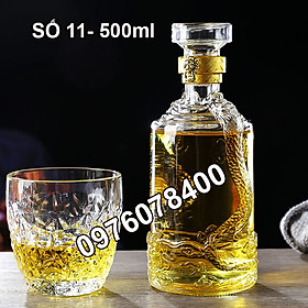 Combo 2 chai Thủy Tinh hình Rồng Nổi 500ML - Chai thủy tinh 500ml, bình thủy tinh 500ml pha lê trong suốt