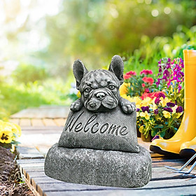 French-Bulldog Statue Welcome Sign Decoration Outdoors for Home Garden Gift