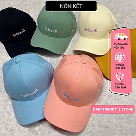 Mũ Lưỡi Trai Phong Cách Hàn Quốc In Chữ Ground Nón Kết Nhung K-Style Form Mềm Chất Vải Cotton NK20 - Babi Trendy