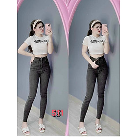 Quần jean nữ Lưng Cao Julido Store, chất jean co dãn 4 chiều ống ôm chân mẫu Ms511 - 30 - XÁM
