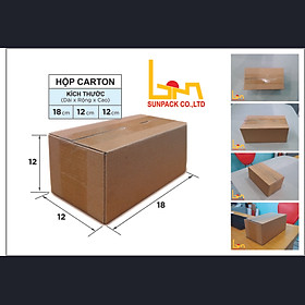 20 Hộp Carton Đóng Hàng 18x12x12 - Giá Nhà Sản Xuất Bao Bì Bình Minh- Hộp Gói Hàng Nhỏ Dầy Chắc