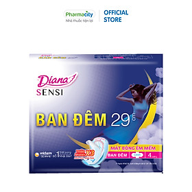 Băng vệ sinh ban đêm Diana Sensi Night 29cm (Gói 4 miếng)