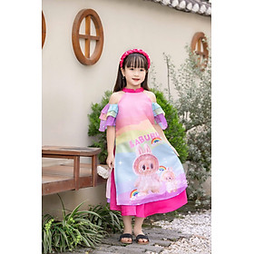 Bộ áo dài tết cho bé gái mẫu labubu xinh xắn diện tết năm mới giáng sinh noel từ 12-50kg hàng thiết kế cao cấp