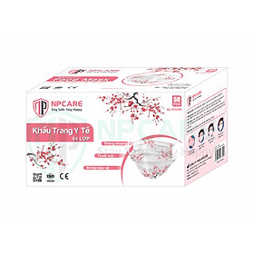 Khẩu trang y tế 4 lớp hoa văn Blossom NPCARE - Hộp 50 cái