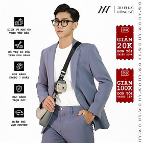 Áo suit vest công sở may đo, thiết kế hai hàng khuy đơn viền tròn, BASIC-JACKET-6 kiểu dáng Slim Fit, phong cách thanh lịch - HY.WO