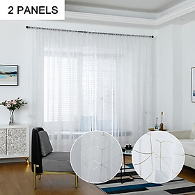 Màn cửa vải mỏng, thưa treo phòng khách, phòng ngủ-Màu Trắng và bạc-Size 39 "Rộng X 78" L