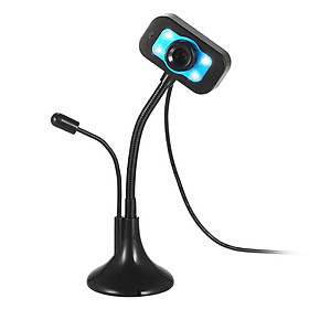 HD Webcam USB Desktop Laptop Camera Mini Plug and Play Video Calling Computer Camera with Mic Night Version LED Light