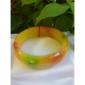 Vòng Đá Cẩm Thạch Bản Hẹ Vàng Anh Đỏ Xanh 62 bóng đẹp Size vòng 62mm x Cao 19mm x Dầy 8mm Nam mệnh Kim mệnh Thổ 69kg - 80kg đeo ạ