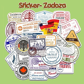 Mua Sticker nhãn dán trang trí mũ bảo hiểm  đàn  guitar  ukulele  điện thoại laptop chủ đề retro visa stamp