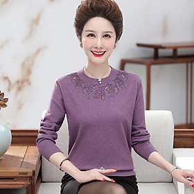 Áo Len Trung Niên Phối Ren Sang Trọng Cho Mẹ AL55 - Hàng Quảng Châu Cao Cấp