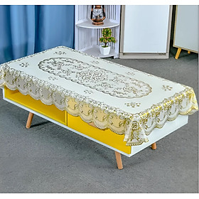 Tấm nhựa PVC trải bàn W.751N (90x150 cm) hoa văn - ánh nhủ vàng