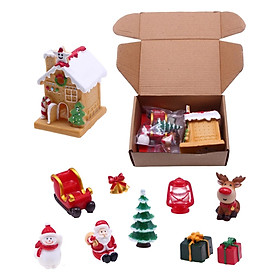 Mini Resin Christmas Set 1:12 Pretend Toy DIY Scene Props Stable Miniature Dollhouse Ornaments for Household Bookcase Holiday Office Bedroom