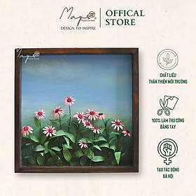 Tranh hoa giấy handmade trang trí cao cấp FLOWER FIELD Echinacea 40x40cm - Maypaperflower Hoa giấy nghệ thuật