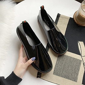 IELGY Comfortable flat shoes women's fashion slip-on trend soft bottom wild apricot casual shoes