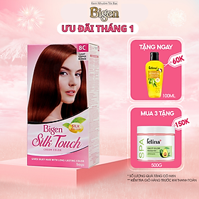 Thuốc nhuộm dưỡng tóc phủ bạc thảo dược Bigen Silk Touch Thương hiệu Nhật Bản Sắc Màu trẻ trung 80ml dạng kem - BST 8C