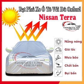 Bạt Phủ Ô Tô Vải Dù Oxford, Tráng Nhôm Cao Cấp, Áo Trùm Bảo Vệ Xe NISSAN TERRA, Bạc Phủ Trùm Chống Nóng Chống Mưa, Chống Xước Xe, Bạt Của Xưởng Được May Theo Kích Cỡ Xe, Cam Kết Vừa Xe, Bền Và Đẹp Tới 2 Năm