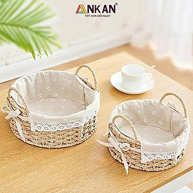 Mua Giỏ Picnic Hình Tròn Có Quai – Đan Tay Thủ Công  Lót Vải Hoa Vintage  Giỏ Đựng Đồ Trang Trí Xinh Xắn