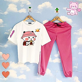 COMBO TIẾT KIỆM Set Đồ Bộ Áo Thun Tay Lửng Quần Kẻ 2 Sọc, Quần Ulzzang 2 Sọc