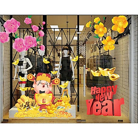 Mua (HCM) Decal dán kính trang trí tết xuân Bính Ngọ 7 Binbin TTT07 decor văn phòng  nhà hàng khách sạn