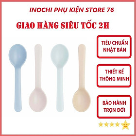 Mua Bộ 04 thìa ăn Inochi Amori  thìa nhựa PP nguyên sinh  không BPA an toàn cho sức khỏe - Hàng chính hãng inochi ( Tặng kèm khăn lau tay pakasa)