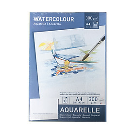 Giấy vẽ màu nước Aquarelle size A4 10 tờ định lượng 300g siêu dày vân mịn