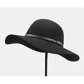 Mũ chống nắng rộng vành nữ nón đi biển màu đen fedora dona22030810