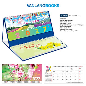 Lịch Bàn 2027 Văn Lang - Sắc Hoa Bốn Mùa (Mã: LB11) Kèm Note 52 Tuần Tiện Lợi - Xanh VLLB11