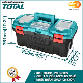 Thùng đựng đồ nghề khóa nhựa 14inches, 17inches, 20inches TOTAL - Nhiều ngăn chứa, thùng cứng cáp, chắc chắn, khóa nhựa PP, chịu được tải trọng lớn