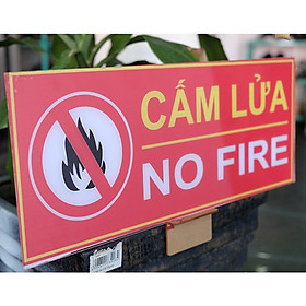 Biển báo an toàn cấm lửa bằng nhựa Mica 16x40cm