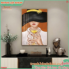 Tranh cô gái tráng gương pha lê hiện đại trang trí phòng khách,không gian tặng tân gia TẶNG KÈM ĐINH TREO GIRL029