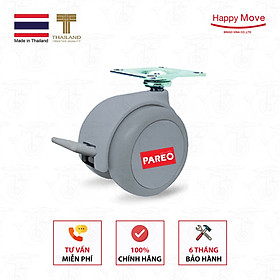 Bộ 4 bánh xe càng xoay có khóa 38-50mm cho ghế/bàn xoay văn phòng nội thất - tải 40kg - Happy Move Thái Lan