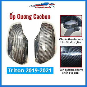 Ốp gương chiếu hậu Triton 2019-2020-2021 vân Cacbon bảo vệ chống trầy trang trí làm đẹp xe