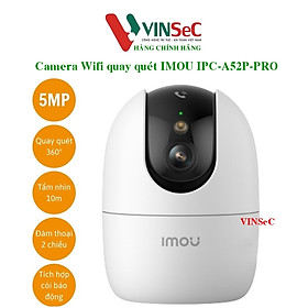Camera Wifi IMOU IPC-A52P-Pro ( 5.Megapixel ), Đàm thoại 2 chiều, Xoay 360 độ, Wifi 6, Đèn & Còi - Tích hợp nút gọi 1 chạm - Hàng Chính Hãng