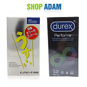 Combo 2 Hộp Bao Cao Su Chống Xuất Tinh Sớm Jex Usui Pure Long 1000 (Hộp 12 Chiếc) Và Durex Perfoma (Hộp 12 Chiếc) - Hàng Chính Hãng 100% - Che Tên Sản Phẩm 