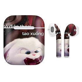 Mua Miếng dán skin chống bẩn cho tai nghe AirPods in hình bỏ điện thoại xuống - fun001 (bản không dây 1 và 2)