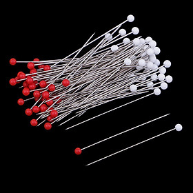 100 Piece Red White Sewing Pins Ball Glass Head Pins Straight Quilting Pins For Dressmaker Jewelry Making Decoration with Box