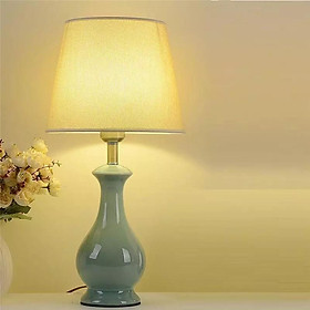 Mua Đèn bàn  - Đèn ngủ - Đèn tab đầu giường - Đèn trang trí TBL460 Đèn bàn thân gốm màu xanh ngọc chao vải