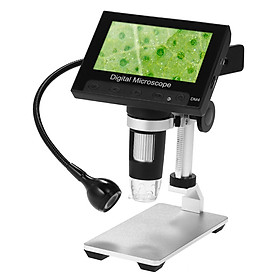 1000X Portable Digital Microscope 4.3" LCD Display 720P LED Magnifier with Metal Stand and 360° Adjustable Lamp for