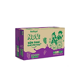 Thùng 48 Hộp Nuvi Sữa Tươi Trái Cây Tươi Vị Nho 180ml - Thương Hiệu NUTIFOOD